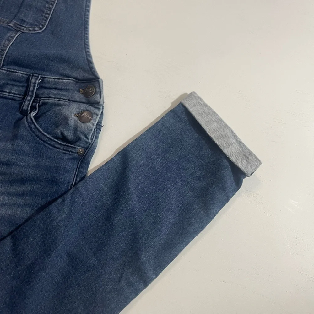 JUSTICE STRETCH BLUE JEAN OVERALLS / PANTS DISTRESSED STRAIGHT LEG GIRLS SZ 12